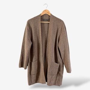 Gudrun Sjoden Brown Wool Cardigan Sweater Size XL Lagenlook Casual Longline